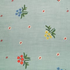 Grey Cotton Floral Print Fabric