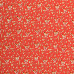 Fire Orange Mulmul Cotton Floral Print Fabric