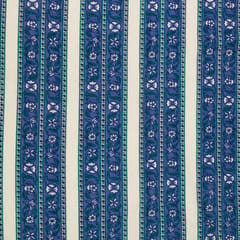 Blue & White Cotton Stripe Print Fabric