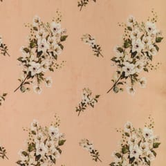 Light Peach Glace Cotton Floral Print Fabric
