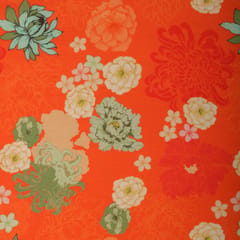 Orange Cotton Satin Floral fabric
