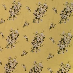 Lemon Yellow Glace Cotton Floral Print Fabric