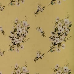 Lemon Yellow Glace Cotton Floral Print Fabric
