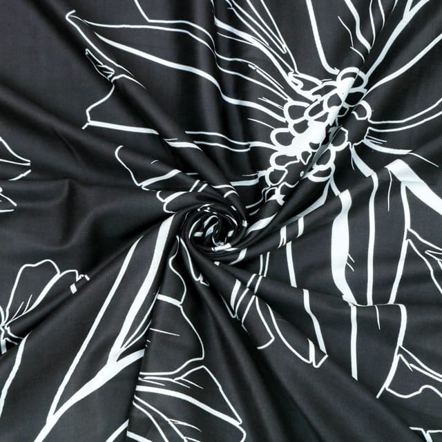 Midnight Black Glace Cotton Pattern Print Fabric