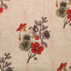Nude Pink Chanderi Floral Print Fabric
