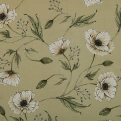 Oyster Cream Floral Print Linen Fabric