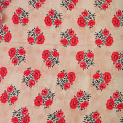 Blush Pink Floral Print Satin Silk Embroidery Fabric