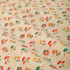 Off-White Floral Print Cotton Fabric