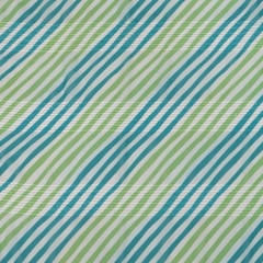 Blue and Green Stripe Print Georgette Fabric