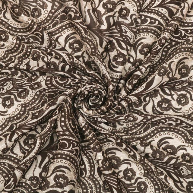 Shadow Black and White Satin Embroidery Fabric