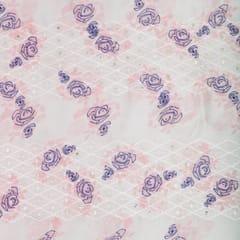 Pink and White Satin Embroidery Fabric