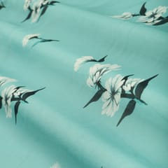 Sky Blue Floral Print Georgette Fabric