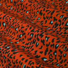 Almond Brown Leopard Print Crepe Fabric