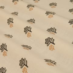 White and Black Floral Print Organic Cotton Fabric