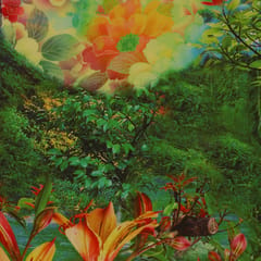 Rainbow Floral Print Crepe Fabric