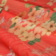 Scarlet Red Floral Print Georgette Fabric
