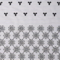 White and Black Floral Embroidery Cotton
