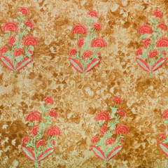 Sienna Brown Textured Floral Embroidery Cotton