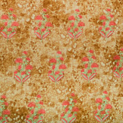 Sienna Brown Textured Floral Embroidery Cotton
