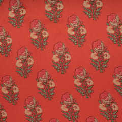 Scarlet Red and Pink Floral Print Mulmul Silk