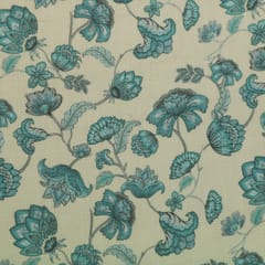 Baby Blue Floral Print Checkered Kota Loom