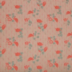 Baby Pink Floral Print Checkered Kota Loom