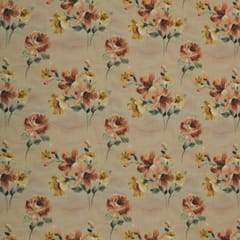 Cream and Brown Floral Print Checkered Kota Loom
