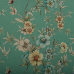Powder Blue and Cream Floral Print Checkered Kota Loom
