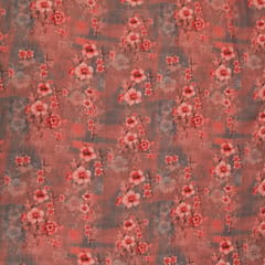 Ash Grey and Pink Floral Print Checkered Kota Loom