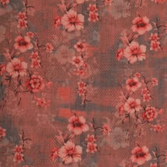 Ash Grey and Pink Floral Print Checkered Kota Loom