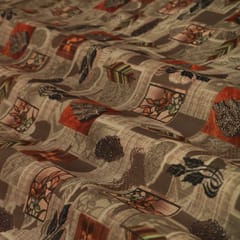 Brown and Black Contemporary Floral Print Checkered Kota Loom