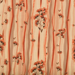 Cream and Brown Floral Print Checkered Kota Loom