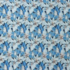 Baby Blue Floral Print Satin Fabric