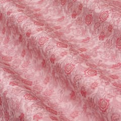 Flamingo Pink Floral Print Organza Fabric