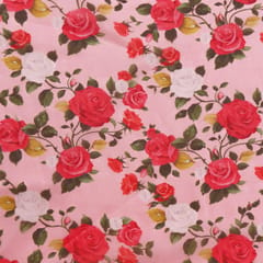 Blush Pink Floral Print Organza Fabric