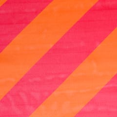 Hot Pink and Orange Stripe Print Organza Fabric