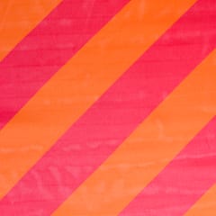 Hot Pink and Orange Stripe Print Organza Fabric