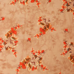 Beige Floral Print Georgette Fabric