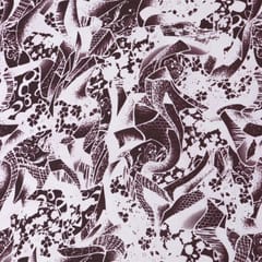 White and Brown Print Georgette Fabric
