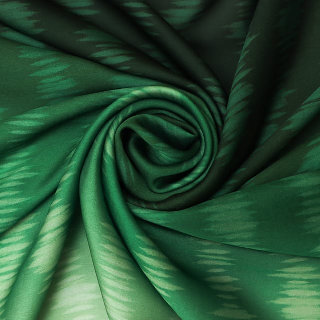 Emerald Green Ombre Print Satin Fabric