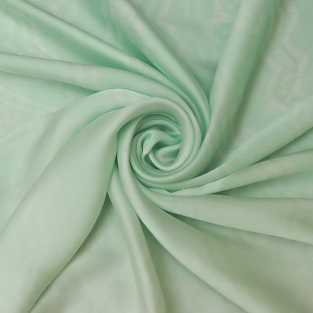 Pearl White Print Satin Fabric