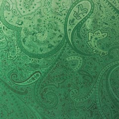 Bottle Green Floral Print Satin Fabric