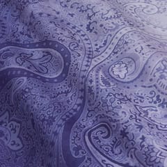 Indigo Blue Floral Print Satin Fabric