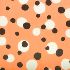 Peach Cream Polka Dot Print Crepe Fabric