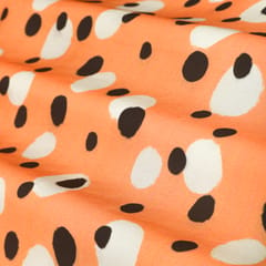 Peach Cream Polka Dot Print Crepe Fabric
