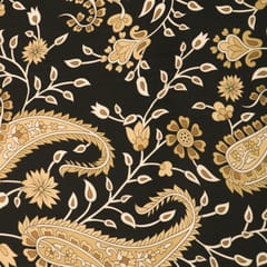 Shadow Black and Beige Floral-Print Crepe Fabric