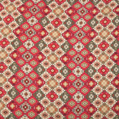 Red and Green Ethnic Print Crepe Fabric