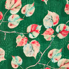 Sage Green and Pink Floral-Print Crepe Fabric