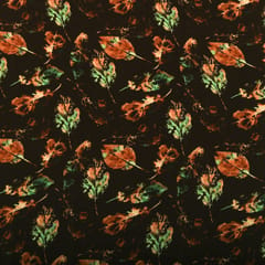 Forset Brown Floral-Print Crepe Fabric