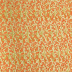 Cream and Orange Floral-Print Crepe Fabric